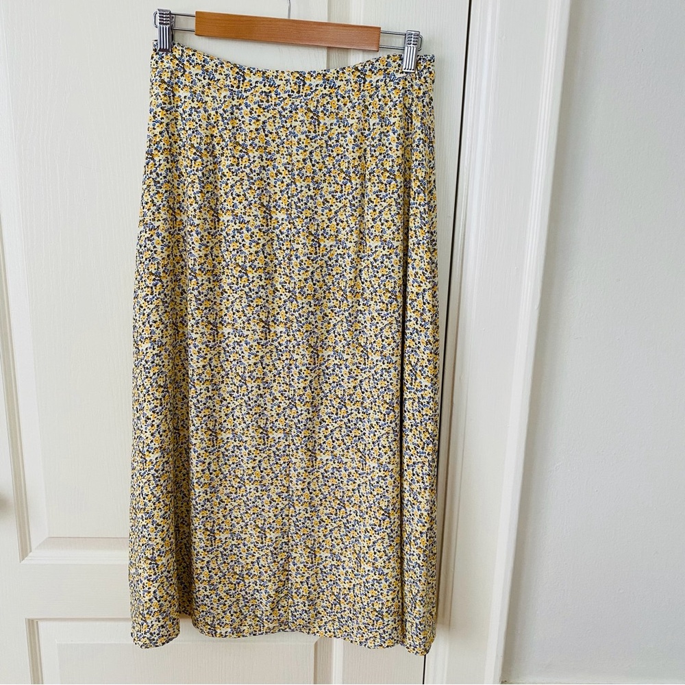 NWOT Gap Yellow Blue Floral A-lined Button Front Maxi Lined Skirt Size 4 - Picture 6 of 9